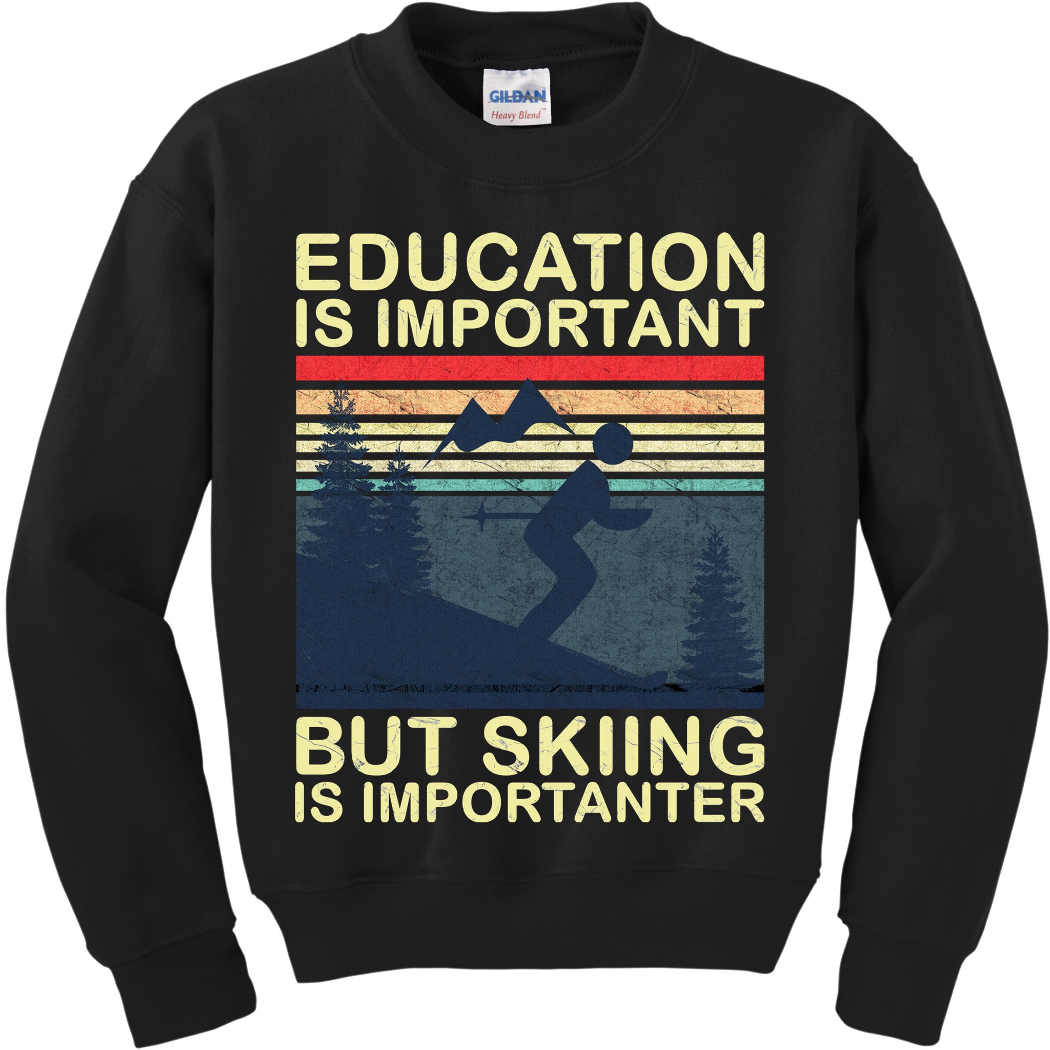 Education Is Important But Skiing Is Importanter Vintage Kids Sweatshirt