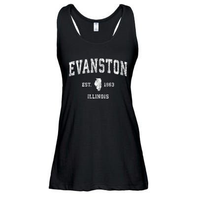 Evanston Illinois Il Vintage Established Athletic Sports Design Ladies Essential Flowy Tank