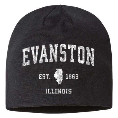 Evanston Illinois Il Vintage Established Athletic Sports Design Sustainable Beanie