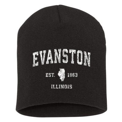 Evanston Illinois Il Vintage Established Athletic Sports Design Short Acrylic Beanie