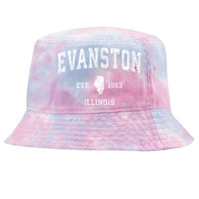 Evanston Illinois Il Vintage Established Athletic Sports Design Tie-Dyed Bucket Hat