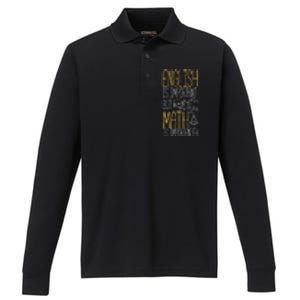 English Is Important But Math Is Importanter Math Teacher Cool Gift Performance Long Sleeve Polo