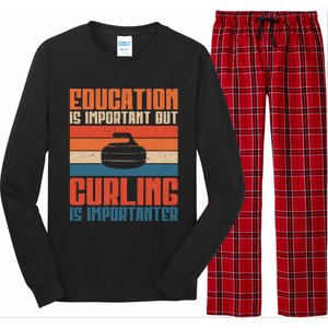 Education Is Important But Curling Is Importanter Curling Long Sleeve Pajama Set