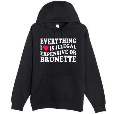 Everything I Love Is Illegal Expensive Or Brunette Premium Pullover Hoodie