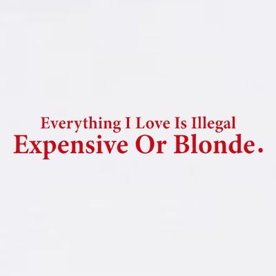 Everything I Love Is Illegal Expensive Or Blonde I Love Joke T-Shirt