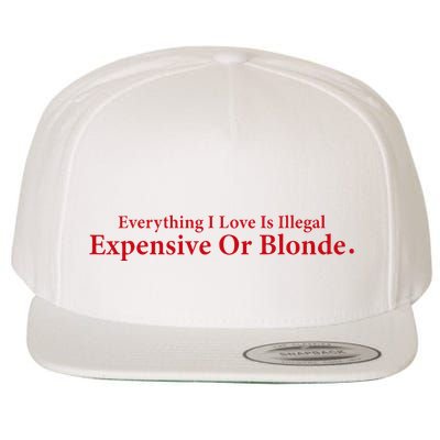 Everything I Love Is Illegal Expensive Or Blonde I Love Joke Wool Snapback Cap