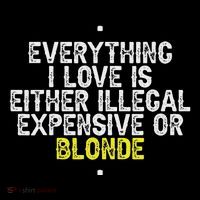 Everything I Love Is Either Illegal Expensive Or Blonde Button