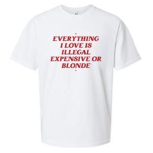 Everything I Love Is Illegal Expensive Or Blonde Sueded Cloud Jersey T-Shirt