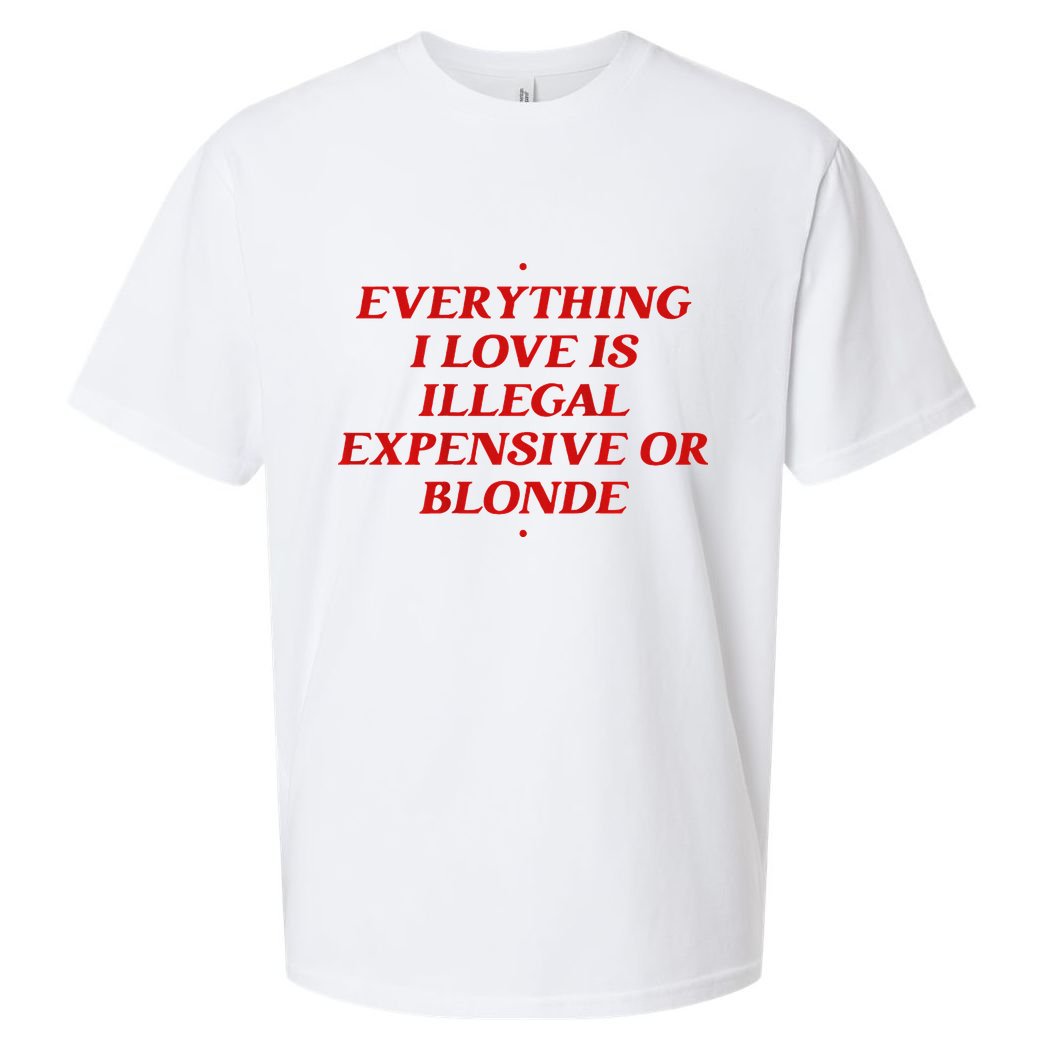 Everything I Love Is Illegal Expensive Or Blonde Sueded Cloud Jersey T-Shirt
