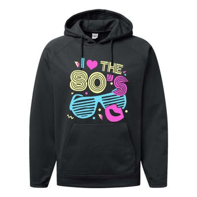 Eighties I Love The 80's 1980's Birthday Women Gift Performance Fleece Hoodie