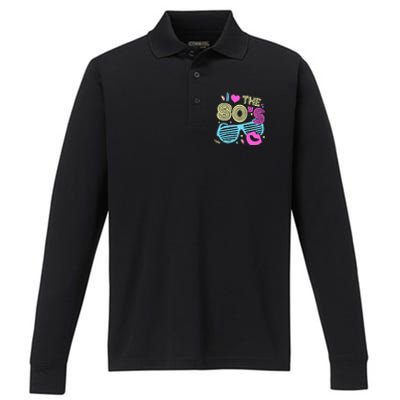 Eighties I Love The 80's 1980's Birthday Women Gift Performance Long Sleeve Polo