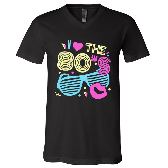 Eighties I Love The 80's 1980's Birthday Women Gift V-Neck T-Shirt