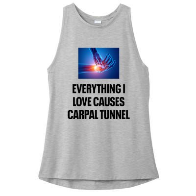 Everything I Love Causes Carpal Tunnel Ladies PosiCharge Tri-Blend Wicking Tank