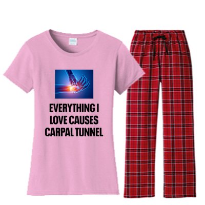 Everything I Love Causes Carpal Tunnel Women's Flannel Pajama Set