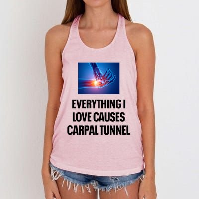 Everything I Love Causes Carpal Tunnel Women's Knotted Racerback Tank