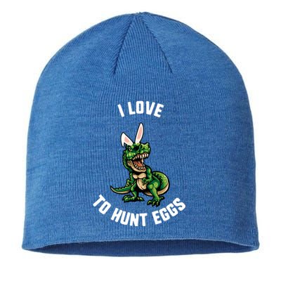 Easter I Love To Hunt Eggs Trex Dinosaur Bunny Ears Great Gift Sustainable Beanie