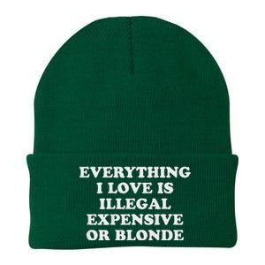 Everything I Love Is Illegal Expensive Or Blonde Knit Cap Winter Beanie