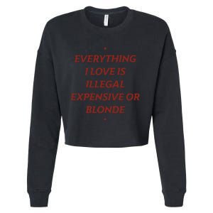 Everything I Love Is Illegal Expensive Or Blonde Cropped Pullover Crew