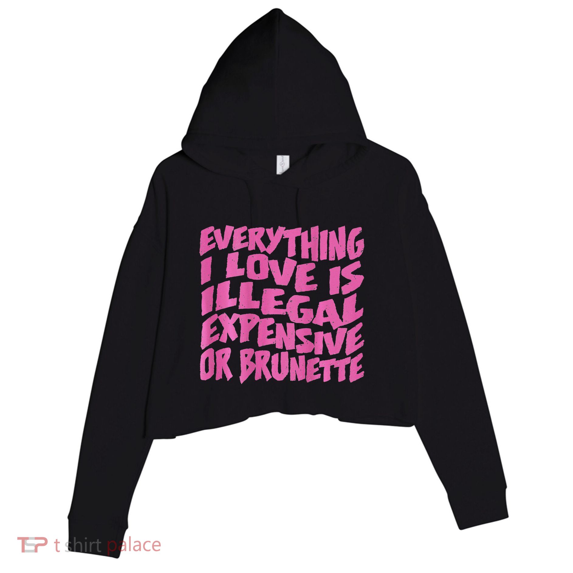 Everything I Love Is Illegal Expensive Or Brunette Crop Fleece Hoodie
