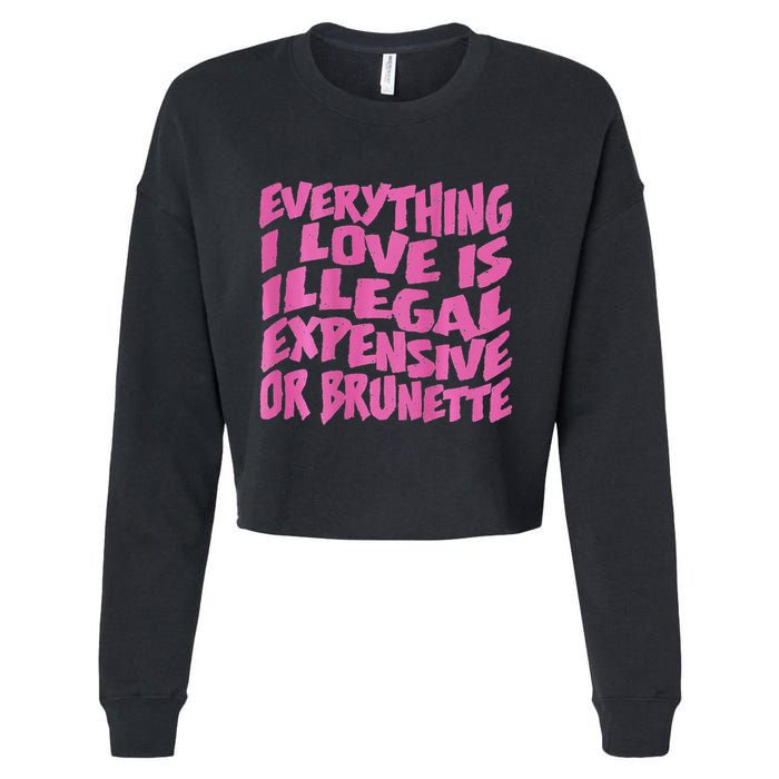 Everything I Love Is Illegal Expensive Or Brunette Cropped Pullover Crew