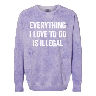 Everything I Love To Do Is Illegal Sarcastic Colorblast Crewneck Sweatshirt