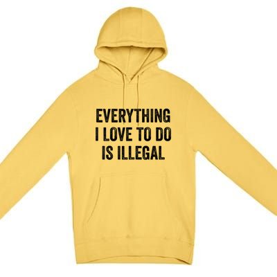 Everything I Love To Do Is Illegal Sarcastic Premium Pullover Hoodie