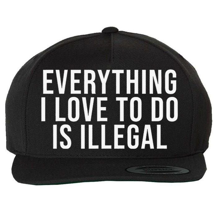 Everything I Love To Do Is Illegal Wool Snapback Cap