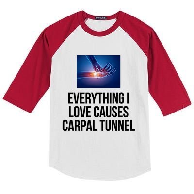 Everything I Love Causes Carpal Tunnel Kids Colorblock Raglan Jersey