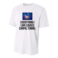 Everything I Love Causes Carpal Tunnel Youth Performance Sprint T-Shirt