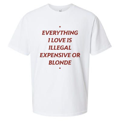 Everything I Love Is Illegal Expensive Or Blonde Sueded Cloud Jersey T-Shirt