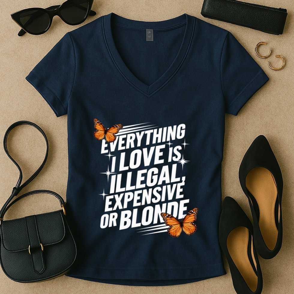 Everything I Love Is Illegal Expensive Or Blonde Women's V-Neck T-Shirt