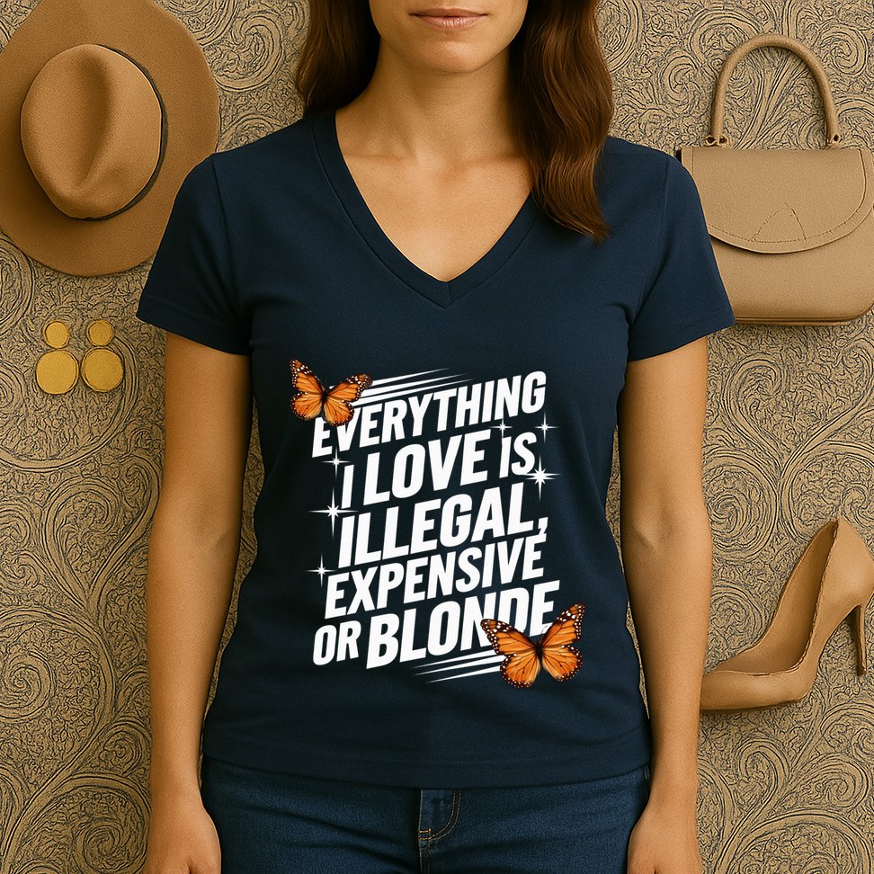 Everything I Love Is Illegal Expensive Or Blonde Women's V-Neck T-Shirt