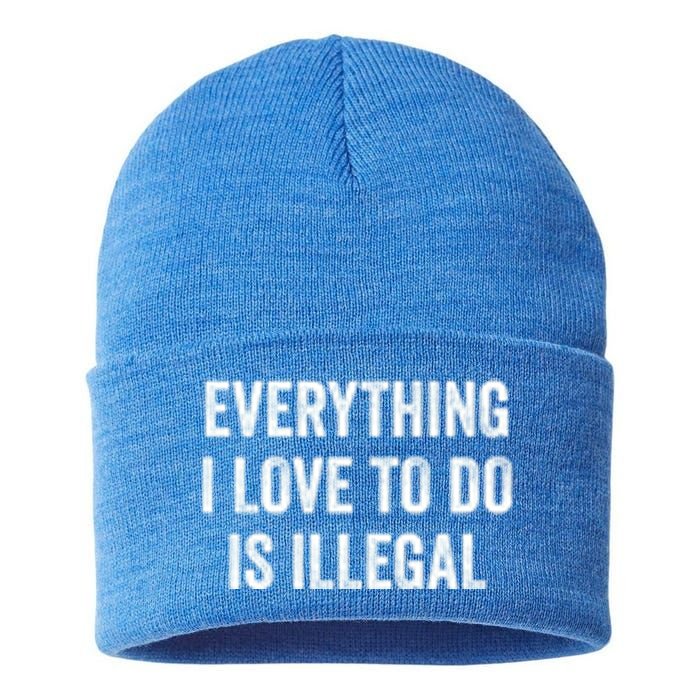 Everything I Love To Do Is Illegal Vintage Sustainable Knit Beanie