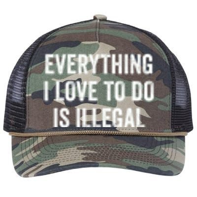 Everything I Love To Do Is Illegal Vintage Retro Rope Trucker Hat Cap