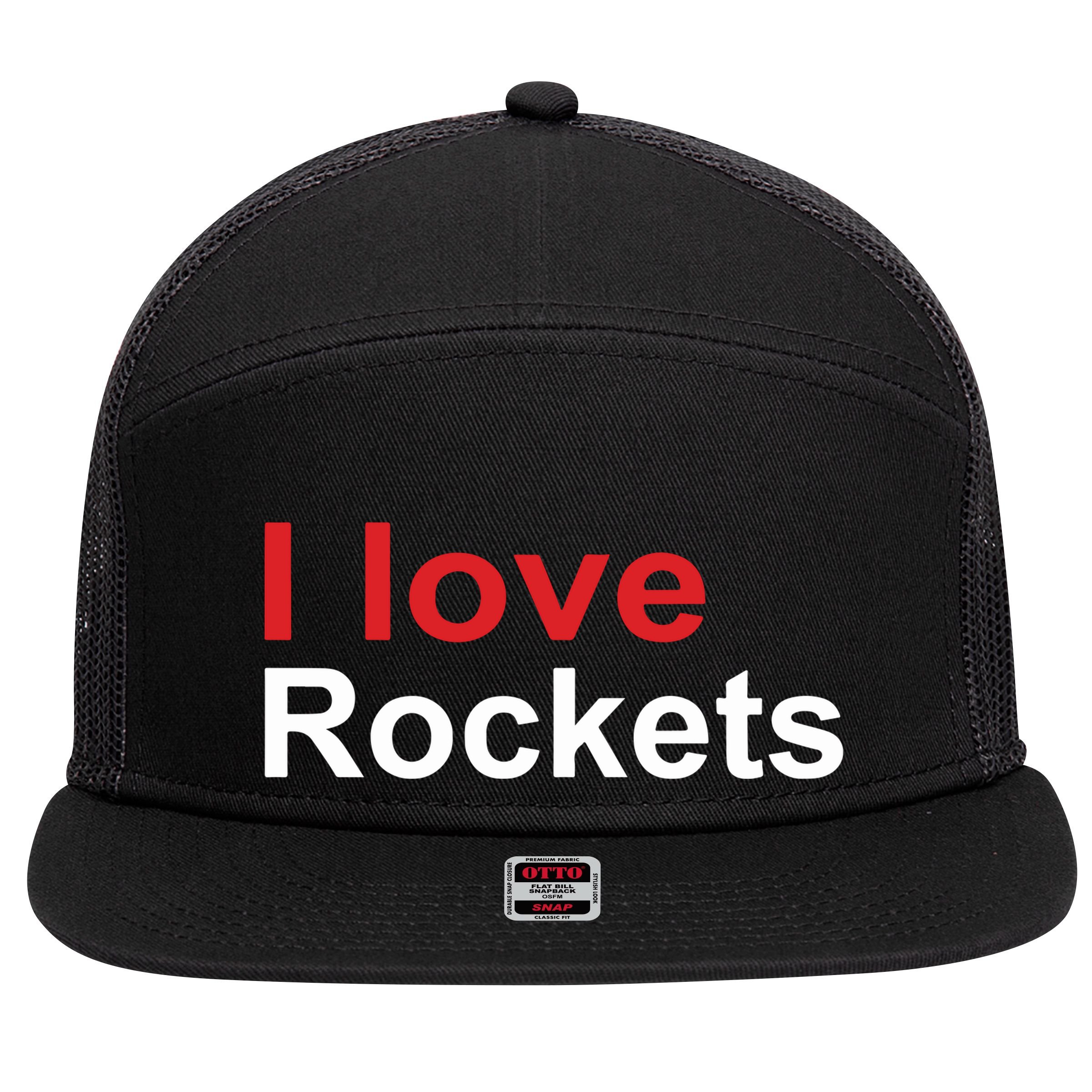 Elon I Love Rockets 7 Panel Mesh Trucker Snapback Hat