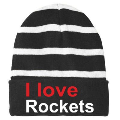 Elon I Love Rockets Striped Beanie with Solid Band