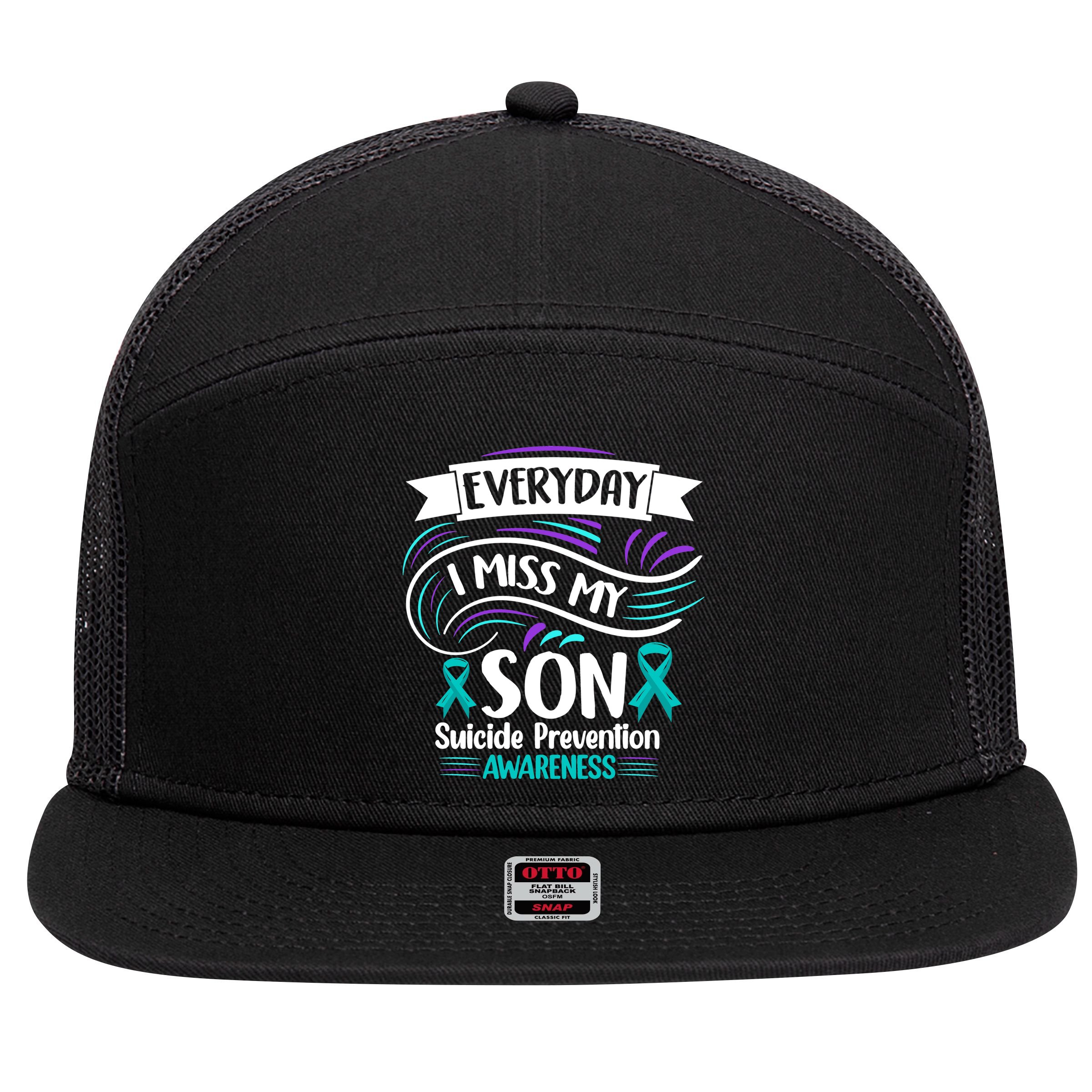 Everyday I Miss My Son Suicide Prevention 7 Panel Mesh Trucker Snapback Hat