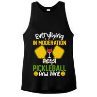 Everything In Moderation Except Pickleball And Wine Ladies PosiCharge Tri-Blend Wicking Tank