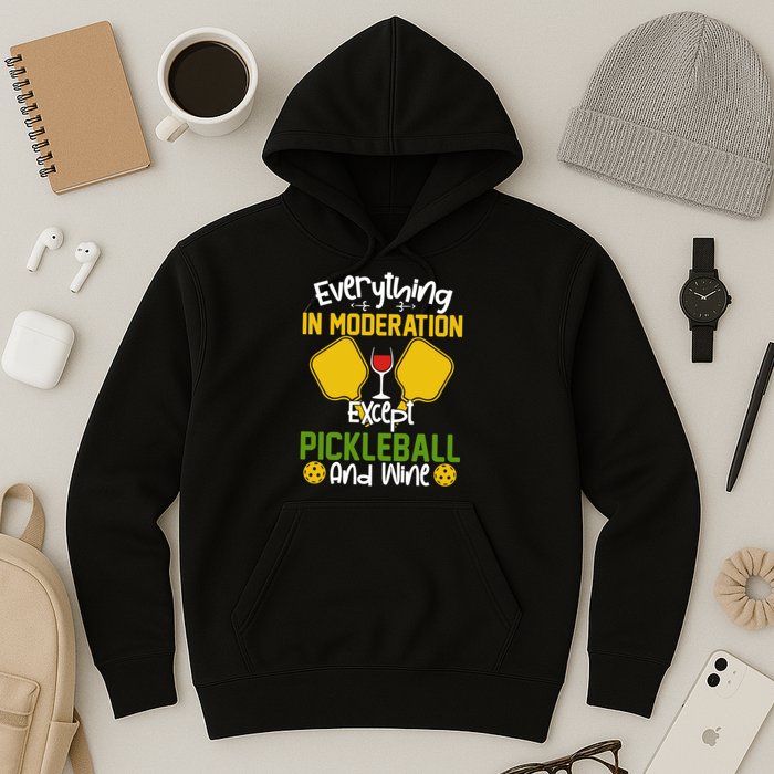 Everything In Moderation Except Pickleball And Wine Hoodie
