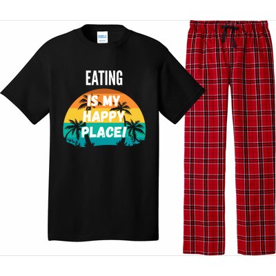 Eating Is My Happy Place Vintage Retro Sunset Design Cute Gift Pajama Set