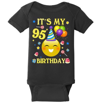 Emoji It'S My 95th Birthday 95 Years Old 95th Baby Bodysuit