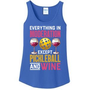 Everything In Moderation Except Pickleball And Wine Funny Cute Gift Ladies Essential Tank