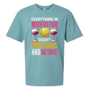 Everything In Moderation Except Pickleball And Wine Funny Cute Gift Sueded Cloud Jersey T-Shirt