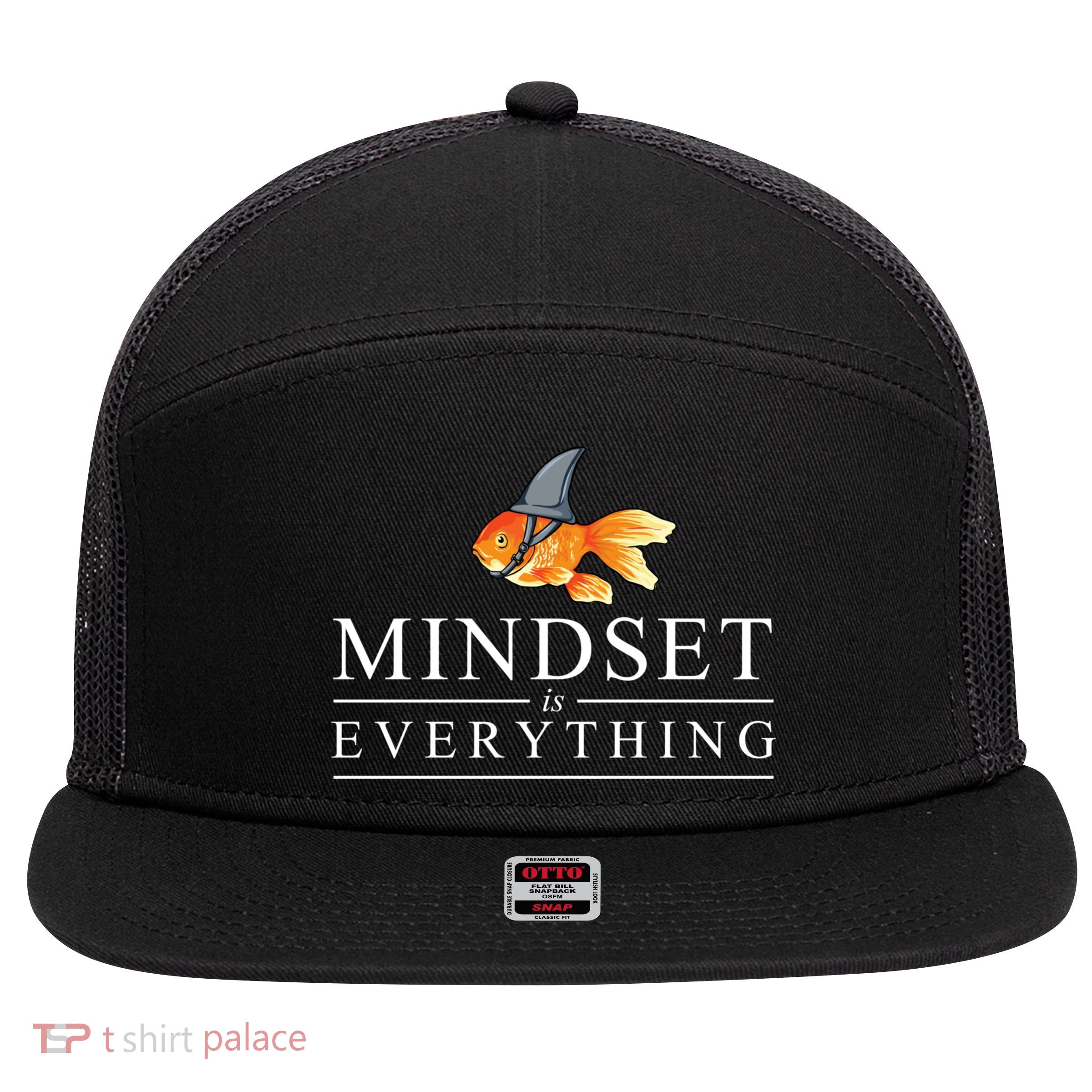 Everything Is Mindset Shark Fin Goldfish Vintage 7 Panel Mesh Trucker Snapback Hat