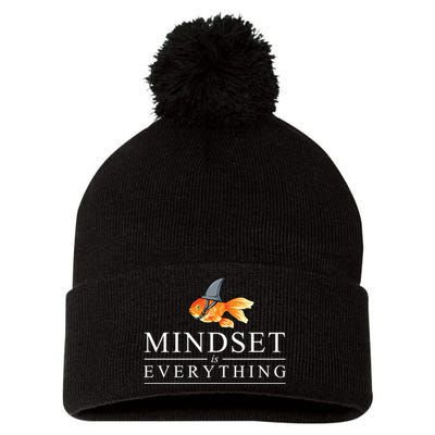 Everything Is Mindset Shark Fin Goldfish Vintage Pom Pom 12in Knit Beanie