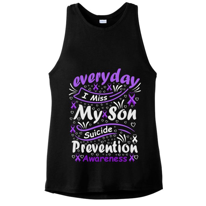Everyday I Miss My Son Suicide Prevention Awarenesss Ladies PosiCharge Tri-Blend Wicking Tank
