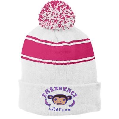 Emergency Intercom Monkey Stripe Pom Pom Beanie