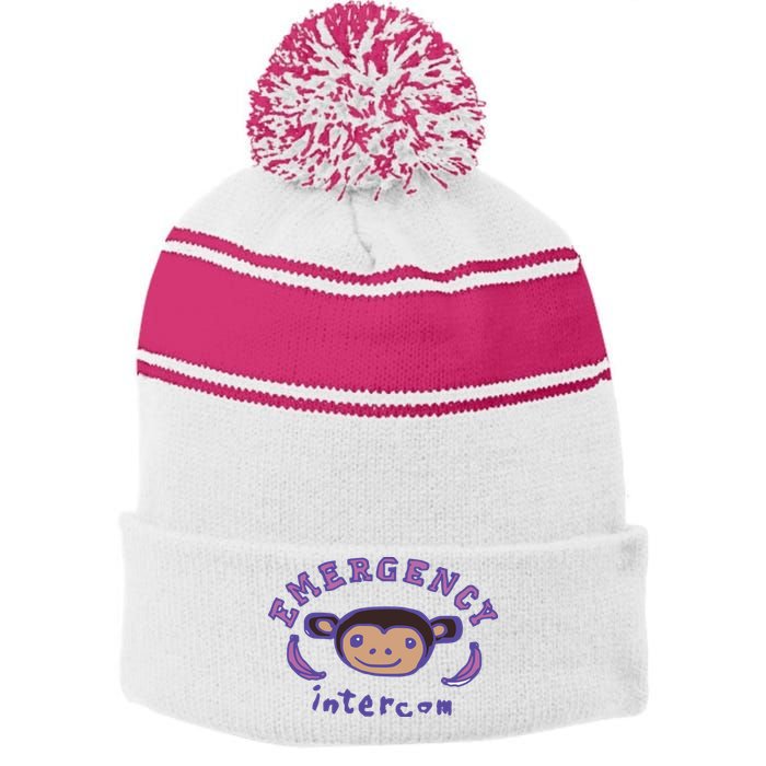 Emergency Intercom Monkey Stripe Pom Pom Beanie