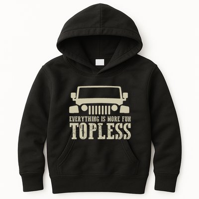 Everything Is More Fun Topless Offroad Humor Kids Hoodie