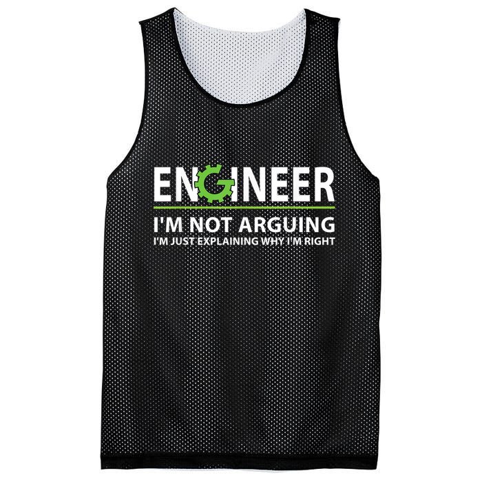 Engineer I'm Not Arguing Funny Engineering Quote Engineers Mesh Reversible Basketball Jersey Tank